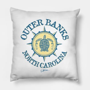 Outer Banks, North Carolina, Sea Turtle on Wind Rose Pillow