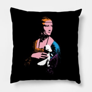 Pop Art Prowess: The Lady with the Ermine Minimized Vintage Comic Book Style Pillow