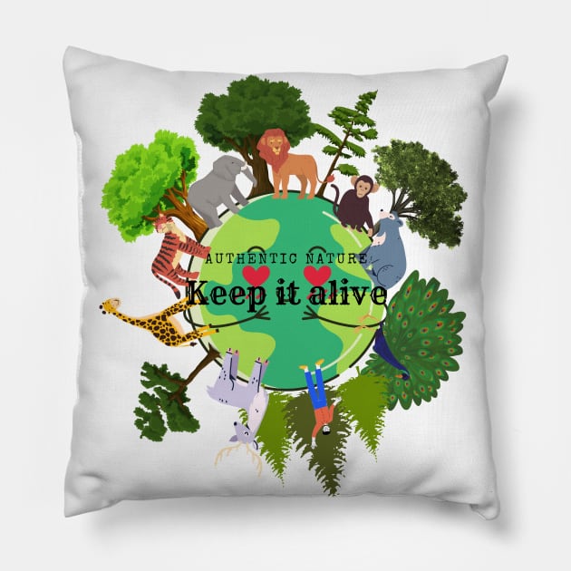 Evergreen - Keep earth clean Pillow by MagicTrick