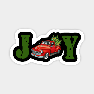 Joy Christmas Red Truck Magnet
