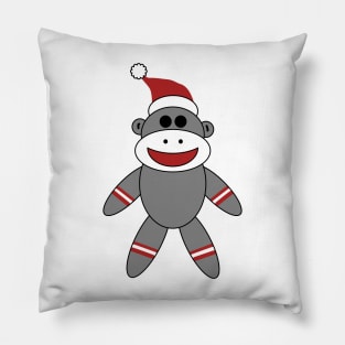 Cute Sock Monkey With Santa Hat Christmas Pillow