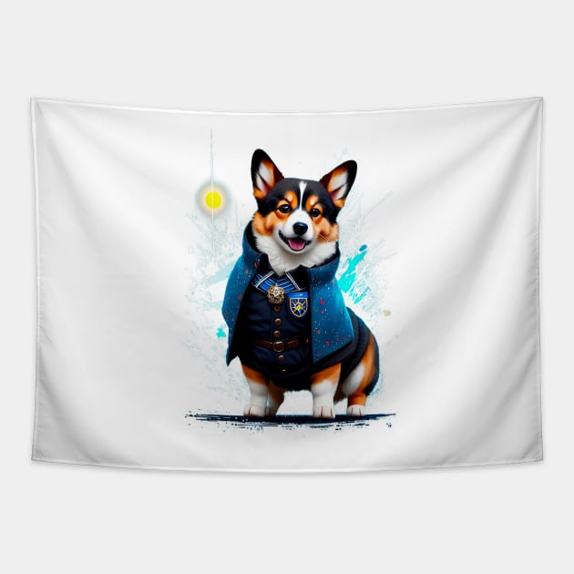 Whimsical Corgi in Magical School Uniform Tapestry by fur-niche