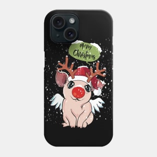 Christmas sweater pig and reindeer snow Phone Case