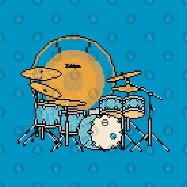 Pixel Blue Sparkle Drums with Gong by gkillerb