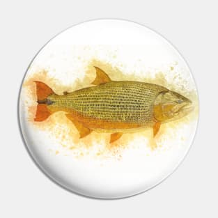 Golden DORADO River Monster Watercolor Art for the Fishing Lovers and Anglers Pin