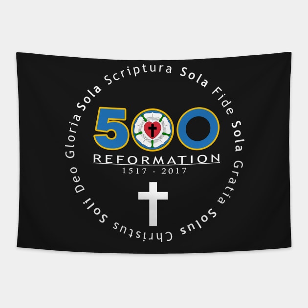 500 Years Reformation Martin Luther Rose - Five Solas Tshirt Tapestry by CMDesign