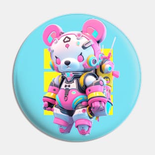 AKBLM - AYASHII 怪しい SUSPECIOUSE MECHA KUMA | COLORFUL FUTURISTIC CYBER ANIME CHARACTER Pin