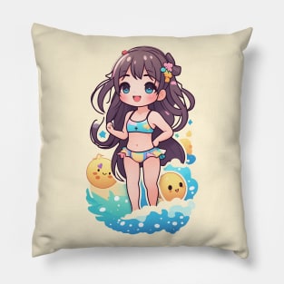 Cute anime girl in bikini Pillow