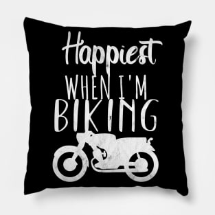 Motorcycle happyiest biker Pillow