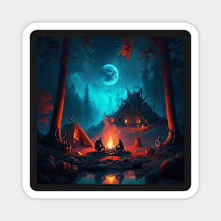 Valheim Vikings Full Moon Fire Magnet