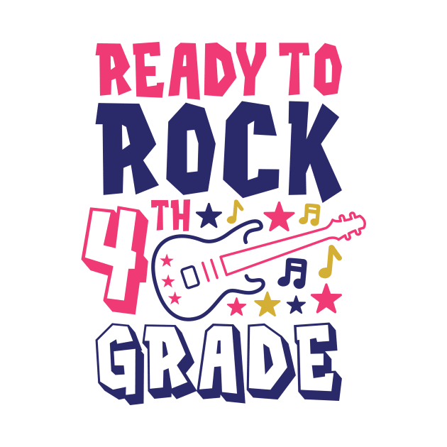 Rocking 4th Grade Funny Kids School Rock Back to School by ThreadSupreme