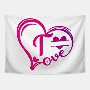 letter t monogram in the shape of love Tapestry