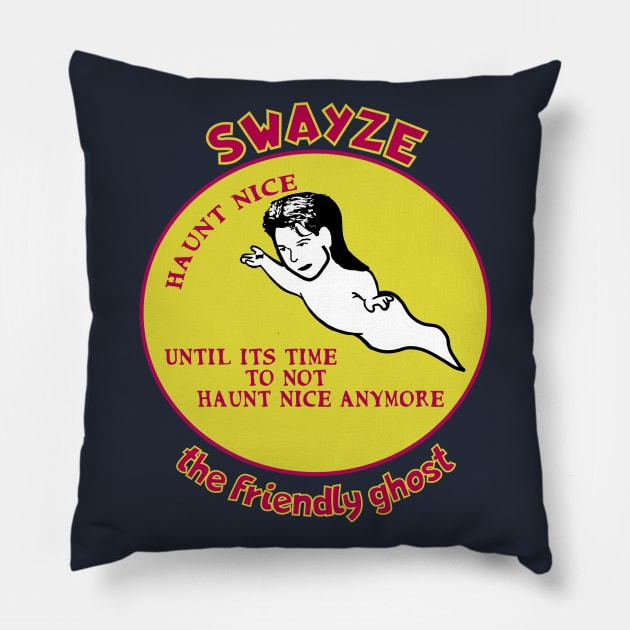 Swayze the Friendly Ghost Pillow by MadmanDesigns