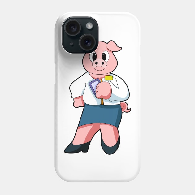 Pig as Secretary with Skirt Phone Case by Markus Schnabel