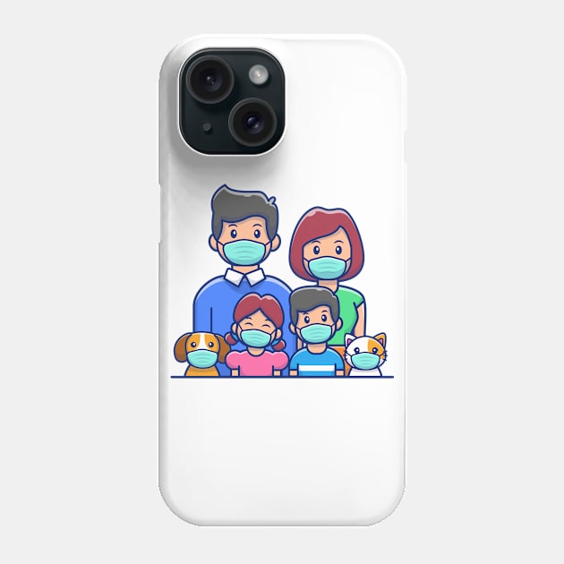 Familly wearing mask cartoon Phone Case by Catalyst Labs