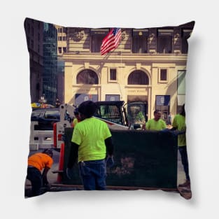 Men At Work Midtown Manhattan NYC Pillow