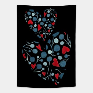 Watercolor hand-painted leaves hearts composition Tapestry