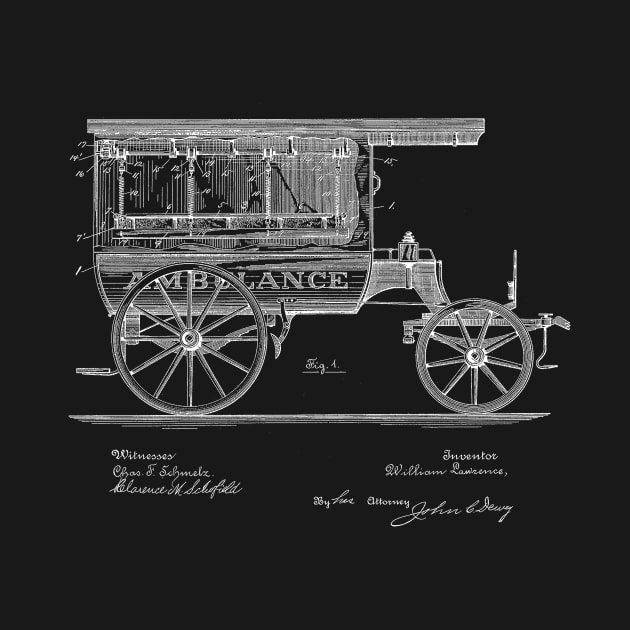 Ambulance Vintage Patent Drawing Funny Novelty T-Shirt by TheYoungDesigns