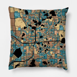 Orlando Map Pattern in Mid Century Pastel Pillow