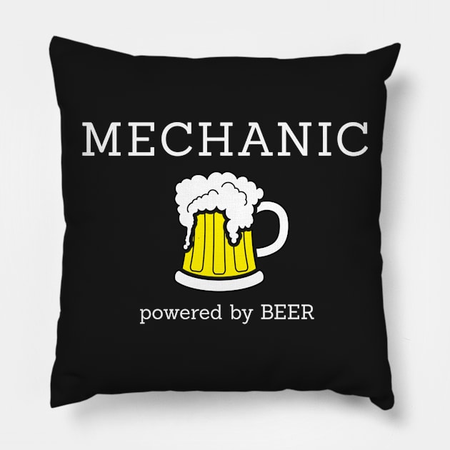 Mechanic powered by beer Pillow by Florin Tenica