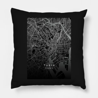 Tokio Japan City Map dark Pillow