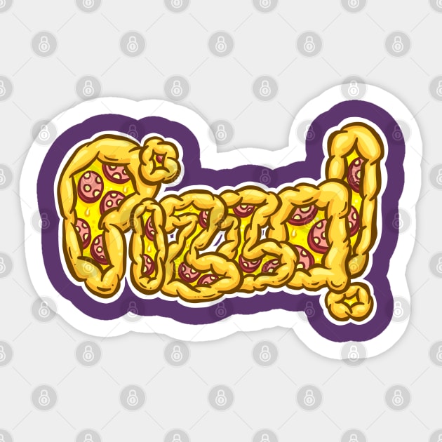 PIZZA! Pepperoni Slice Thick Base Pizza Lettering Font Cartoon ...