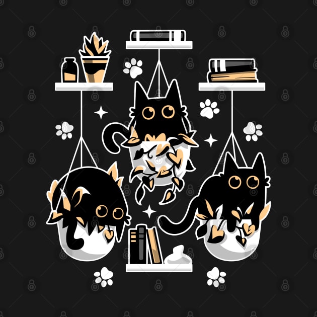 Kittens In Plant Pots - Cute Black Cats by Snouleaf