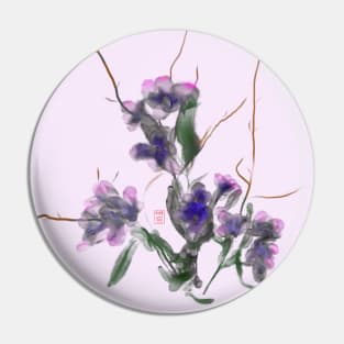 pretty purple watercolor and sumiE ink flowers Pin