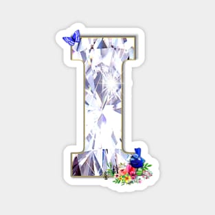 Name Initial Letter I and Blue Fairy Wren Magnet