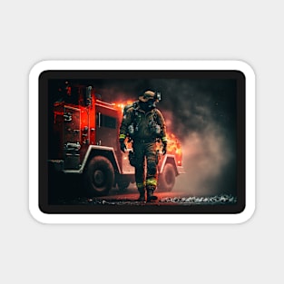 Firetruck on fire Magnet