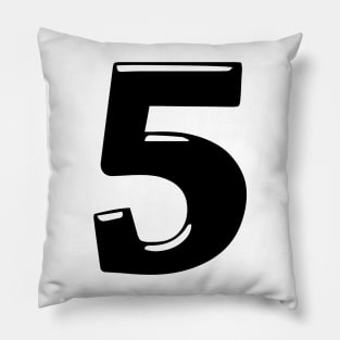 The number 5 in black 3d style font Pillow