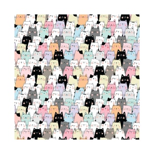 Colorful Cute Cats Pattern T-Shirt