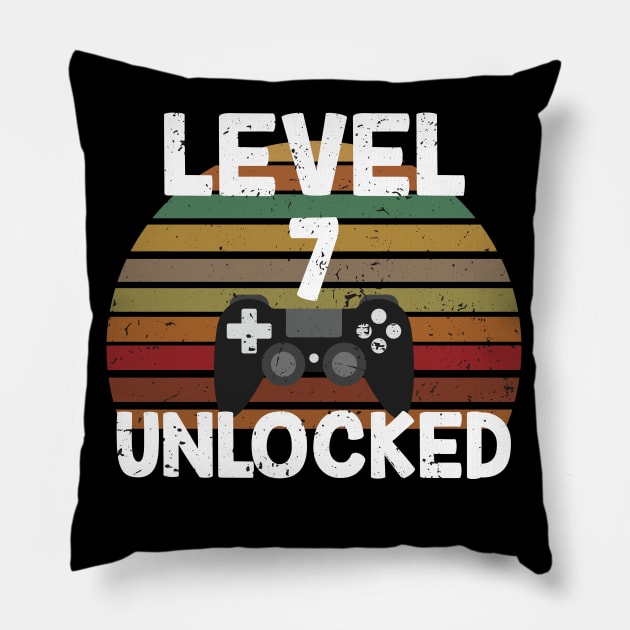 Level 7 Unlocked Gift 7th Birthday Gaming Lovers Gift Pillow by mommyshirts