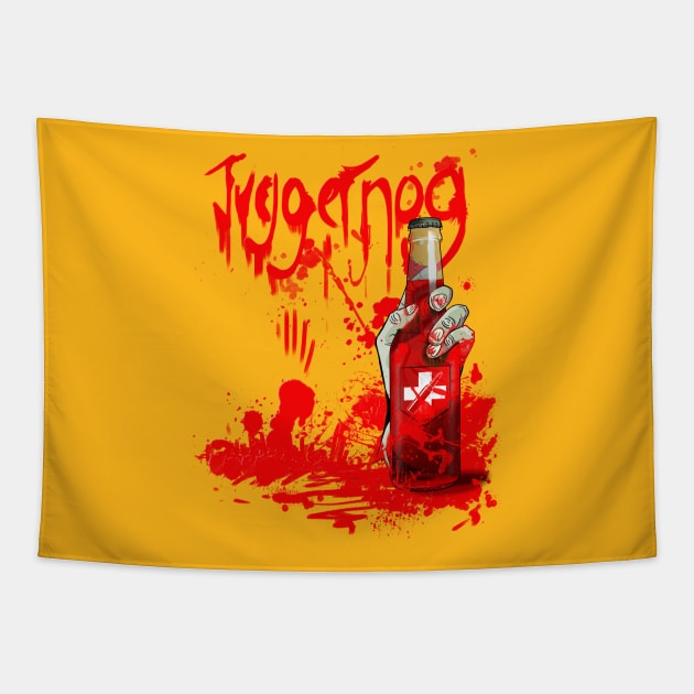 Zombie Hand Bloodied Juggernog on Yellow Tapestry by LANStudios