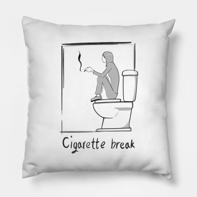 Cigarette break (black version) Pillow by Lyose