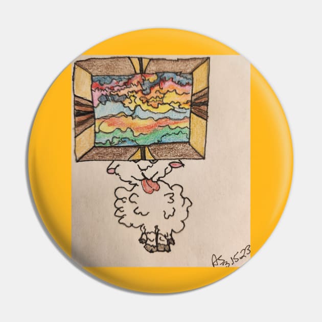 Color Picture Sheep Pin by ARSTees