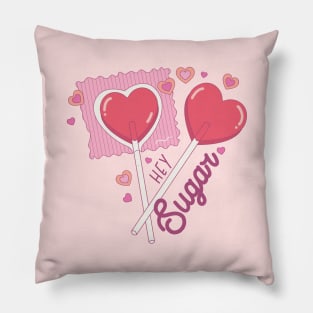 Hey Sugar Cute Heart Shaped Lollipop Valentines Day Pillow