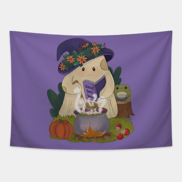 Cooking a Witch's Brew Stew On Halloween Night Tapestry by i am Cuta