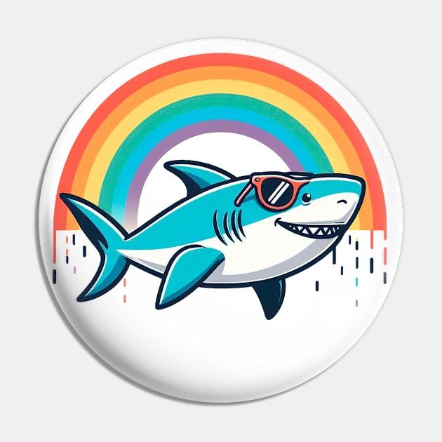 Shark on the Rainbow Pin by Lovely Animals