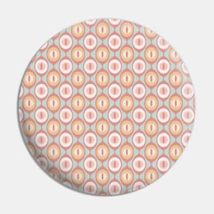 Retro Geo Pattern Aqua, Orange, Pink and Cream Pin