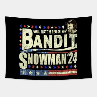 Bandit Snowman 24 Retro Election Style Funny 2024 Tapestry