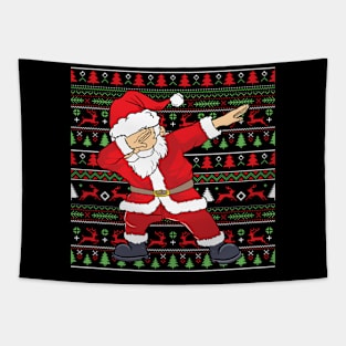 Christmas Dabbing Santa Claus ugly christmas sweater Tapestry