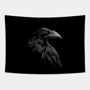 Mystical Black Raven Illustration Goth Viking Crow Artwork Tapestry