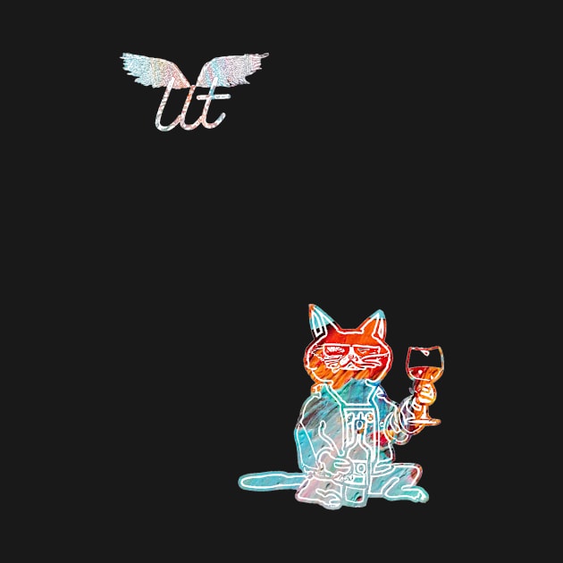 LitQ - cool cutel cat drinks wine on Valentine's Day by LitQ