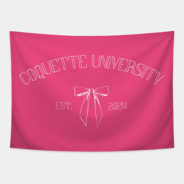 Coquette University Cute Bow Collegiate design Tapestry by kuallidesigns