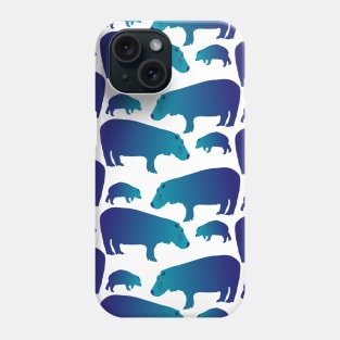 Seamless Decorative Hippo Family Pattern Phone Case
