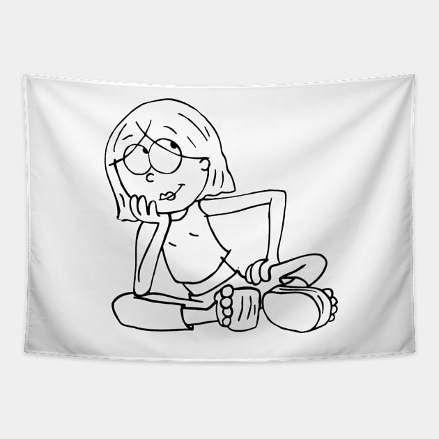 Lizzie McGuire Cartoon Outline Purple Tapestry by baranskini