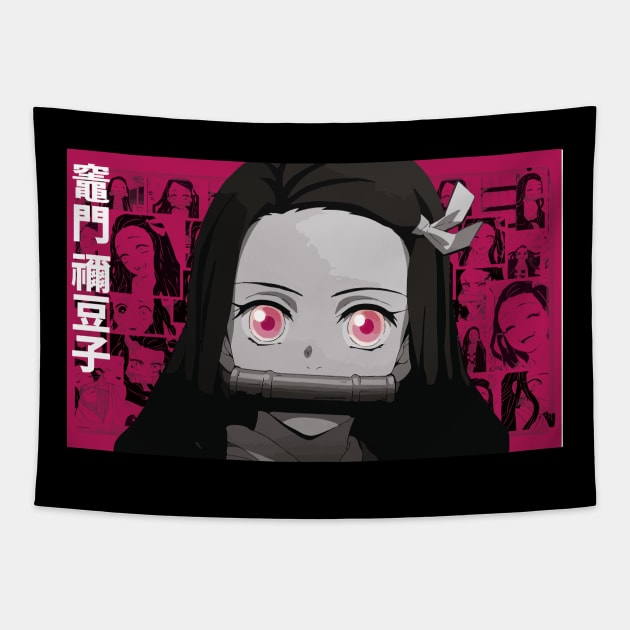 Nezuko-Chan pink Tapestry by Koburastyle