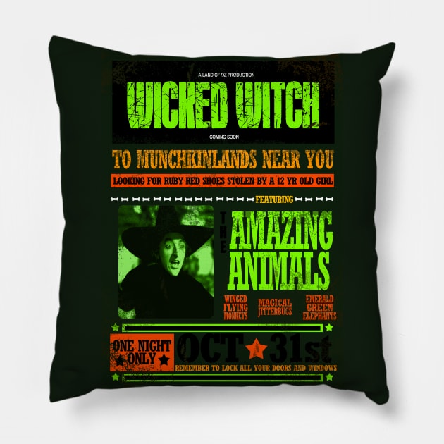 wanted wicked witch Pillow by richhwalsh