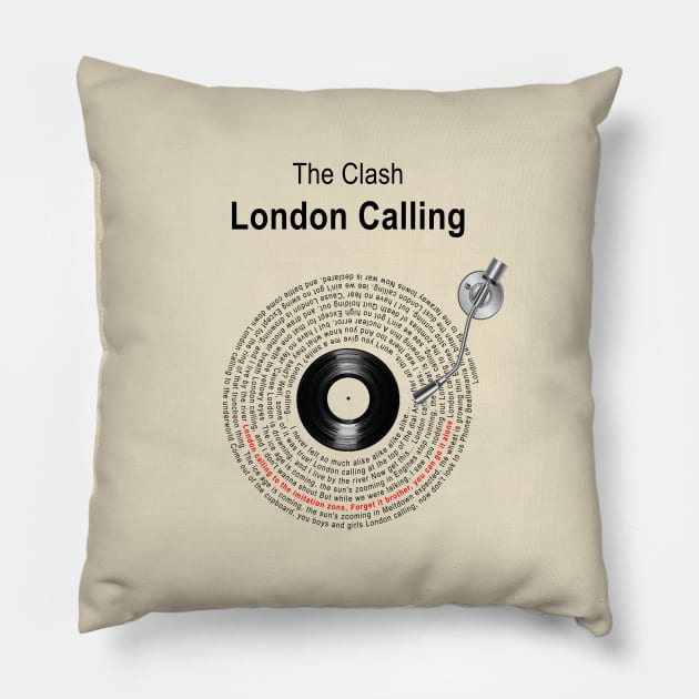 LONDON CALLING LYRICS ILLUSTRATIONS Pillow by Vansa Design